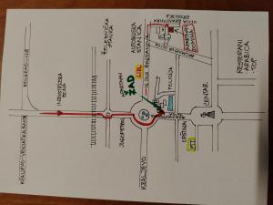 a drawing of a map of a street at Apartman Domina in Kruševac