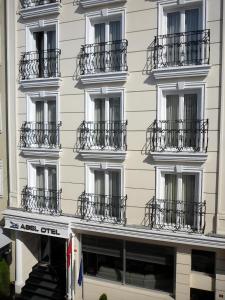 a building with balconies on the side of it at Abel Hotel in Istanbul