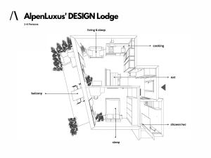 Grunnteikning AlpenLuxus presents DESIGN LODGE - terrace & car park