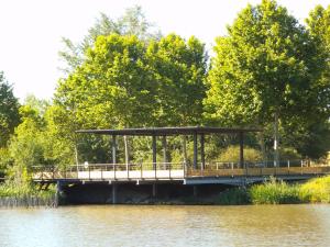 a bridge over a body of water with trees at Au Bougainvillier in Perpignan