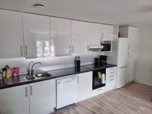 Dapur atau dapur kecil di Adelsgatan 36 lägenhetshotell, Gotland Living and Meeting