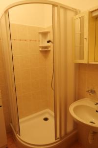 a bathroom with a shower and a sink at S4 Červenohorské sedlo in Loučná nad Desnou +13 photos