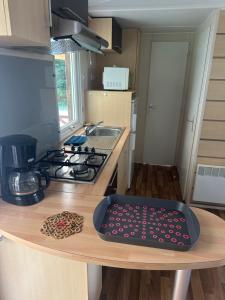 Kuchyň nebo kuchyňský kout v ubytování Camping Les Galets