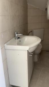 a bathroom with a white sink and a toilet at Villa Rosa, Dracevica 46a, Brac in Dračevica +6 photos