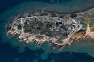 an aerial view of an island in the ocean at Adam House-Castle view in Toroni