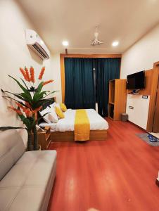TV a/nebo společenská místnost v ubytování Hotel golden tree