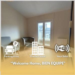 a rendering of a living room with a window at Welcome Home Parking, terrasse in Châteauroux