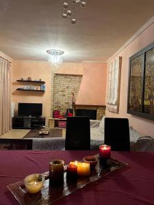 A seating area at Holiday Home in Chalkidiki, Lakkoma