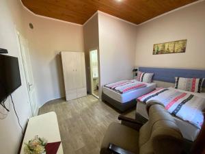 a living room with two beds and a couch at Vila Alex in Vrnjačka Banja