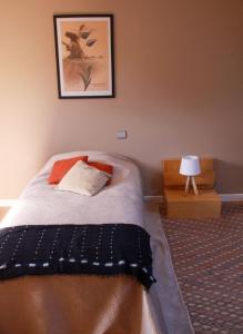 a bedroom with a bed and a picture on the wall at Le Moulin des hirondelles in Pluvigner