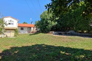 a yard with a tree and a house at A Riquiña in Mondariz