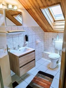 A bathroom at Rózsa Apartman Zalakaros