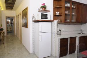 La cuisine est équipée d'un réfrigérateur blanc et d'un four micro-ondes. dans l'établissement Casavamica, à Rome 13 autres photos