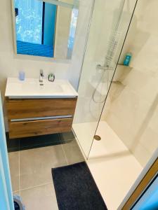 Kúpeľňa v ubytovaní Love room avec jacuzzi intérieur proche Blagnac