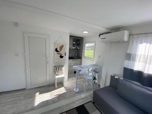 un soggiorno con un divano e un tavolo di Danube Oasis Stevantown 2 a Stari Banovci