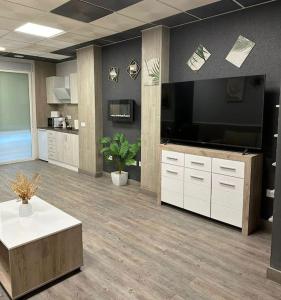 a large living room with a large flat screen tv at Guadiana Loft Experience Nadra in Badajoz