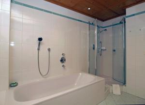 a bathroom with a shower and a bath tub at Alpenferienwohnung Strickner in Neustift im Stubaital