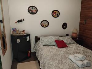 Кровать или кровати в номере Pousada Florada na Serra - Apto 8