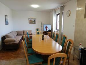 TV a/nebo společenská místnost v ubytování Apartment in Nin with sea view, terrace, air conditioning, Wi-Fi (4868-4)