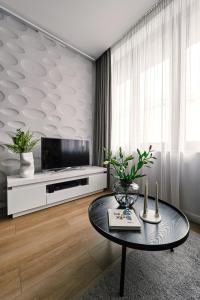 Telewizja i/lub zestaw kina domowego w obiekcie Wielopole17 Max Apartment with AC
