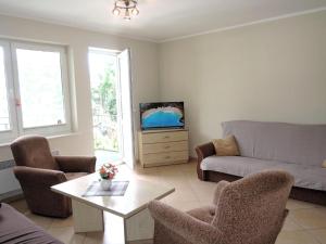 salon z kanapą i telewizorem w obiekcie Apartment in Mi dzyzdroje near Sandy Beach w mieście Międzyzdroje