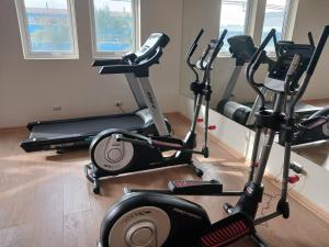 - une salle de sport avec 3 vélos d'exercice et un tapis de course dans l'établissement Departamento Osorno centro, à Osorno