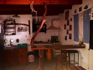 a kitchen with a table and a tree in it at La Revuelta in Amaicha del Valle +12 photos