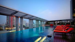 a pool on the top of a building at Bangkok Marriott Hotel Sukhumvit in Bangkok