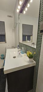 a bathroom with a sink and a mirror at Sea View over Valletta Harbour 3 bedrooms 2 S4 in Sliema