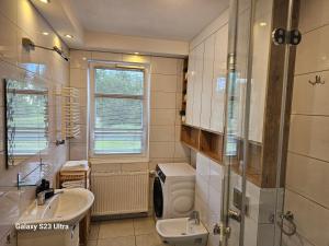 Koupelna v ubytování Apartament w Centrum z widokiem na jeziorko + 18 fotografií