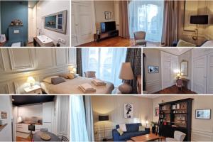 a collage of photos of a hotel room at Le Royal Couëdic - Les Maisons de Madeleine in Nantes +5 photos