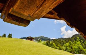 a view of a hill with a house on it at Apartment Blick Hohen Salve in Hopfgarten im Brixental