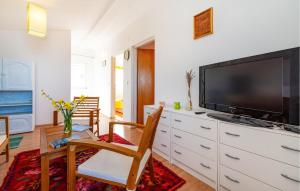 a living room with a large flat screen tv at Stunning Home In Rovanjska With Wifi in Rovanjska