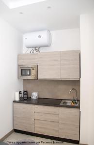 a kitchen with a sink and a microwave at Casa e Appartamento per Vacanze JASMINE in Rome