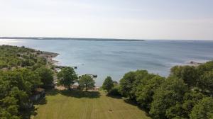 an aerial view of a large body of water at Stenbräcka Camping in Tjurkö