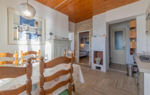 a kitchen and a bedroom with a bed in a room at Gorgeous Apartment In Sveti Juraj in Sveti Juraj