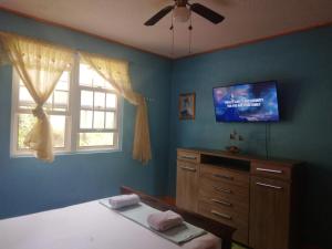 a bedroom with a bed and a dresser and a window at Danglez Bed & Breakfast in Bataka