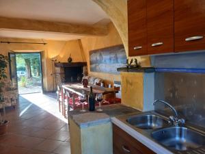 a kitchen with a sink and a counter top at Teranga in Chianti in Tavarnelle in Val di Pesa