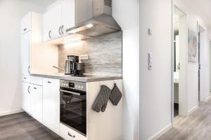 Kuchyň nebo kuchyňský kout v ubytování Meerblickvilla Großenbrode Wohnung 21