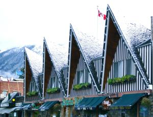 a building with a roof with plants on it at Astoria Hotel in Jasper