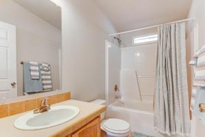 a bathroom with a sink and a toilet and a shower at Remote Kingston Cabin with Mtn Views Fish and ATV! in Antimony +21 photos