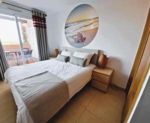 a bedroom with a large bed and a large mirror at Casa Bella Vista in Alhama de Murcia +36 photos