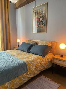 Postel nebo postele na pokoji v ubytování Coeur de ville Mortagne-au-Perche