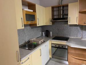 a small kitchen with a sink and a stove at Apartment Luka in Ljubuški