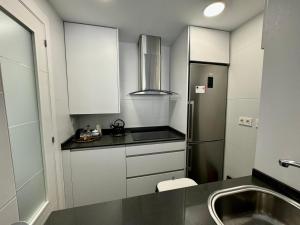 una piccola cucina con lavello e frigorifero di Céntrico Piso de 2 habitaciones a Saragozza Altre 6 foto