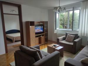 A television and/or entertainment centre at Apartman DivčiKom