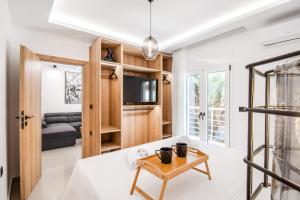 Televisyen dan/atau pusat hiburan di New Luxury Apartment near Center with Garden View