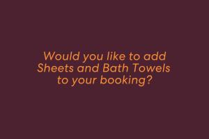 a purple background with the words would you like to add sheets and british at The Poplars, 15,36 Magnus Street - Unit in a great complex with a pool and close to town in Nelson Bay