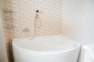 a white toilet in a bathroom with a shower at APARTMAN D&D , KRK-VRH in Vrh