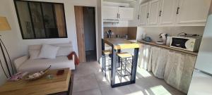 Dapur atau dapur kecil di Appartement 2 personnes à la Marina avec superbe vue - Terrasse et parking privé